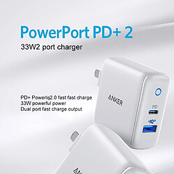 Wewoo Chargeur 33W Interface PowerPort PD USB-C / Type-C + mural pour PowerIQ 2.0 USB-A (Blanc) pas cher