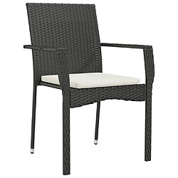 Avis Maison Chic Lot de 2 Chaises de jardin,Fauteuil d'extérieur avec coussins Résine tressée Noir -MN21907