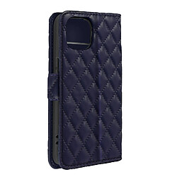 Avizar Étui Folio pour iPhone 15 Design rhombique matelassé collection Geo bleu nuit