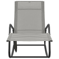 Helloshop26 Transat chaise longue bain de soleil lit de jardin terrasse meuble d'extérieur acier et textilène gris 02_0012243