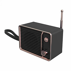 General Haut-parleur rétro Bluetooth portable, mini haut-parleur vintage TV, 3D Surround Mini rétro rechargeable audio portable basse lourde voyage USB HiFi stéréo mignon haut-parleur (noir)