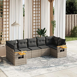 Maison Chic Salon de jardin avec coussins 7 pcs, Ensemble Tables et chaises de jardin, gris résine tressée -GKD654633