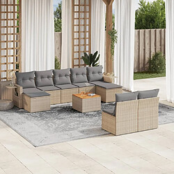 Maison Chic Salon de jardin avec coussins 10 pcs, Ensemble Tables et chaises de jardin, beige résine tressée -GKD438898