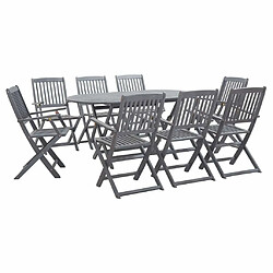 Maison Chic Mobilier à dîner 9 pcs de jardin - Ensemble table et chaises d'extérieur - Salon/Mobilier de jardin classique Bois d'acacia massif Gris -MN18754