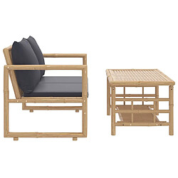 Acheter Maison Chic Salon de jardin 2 pcs avec coussins - Table et chaises d'extérieur - Mobilier/Meubles de jardin Moderne gris foncé bambou -MN83083