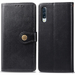 Wewoo Housse Coque Pour Galaxy A90 5G rétro en cuir de couleur unie boucle de protection de téléphone portable étui avec cadre photo et fente carte et porte-monnaie et fonction de support Noir