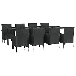 Avis Maison Chic Mobilier à dîner 9 pcs de jardin avec coussins - Ensemble table et chaises d'extérieur - Salon/Mobilier de jardin classique noir résine tressée -MN83447