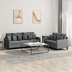 Maison Chic Ensemble de canapés 2 pcs avec coussins, Canapé droit Sofa pour Salon Gris foncé Tissu -GKD664240