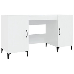 Helloshop26 Bureau table poste de travail meuble d'ordinateur informatique étude brillant 140 x 50 x 75 cm bois d'ingénierie blanc 02_0023541