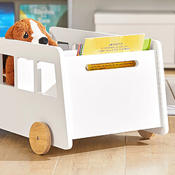 Acheter SoBuy KMB41-W Chariot Bibliothèque pour Enfants, Coffre à roulettes, Organisateur pour Jouets et Livres, Forme de Petite Voiture