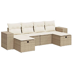 vidaXL Salon de jardin avec coussins 6 pcs beige résine tressée