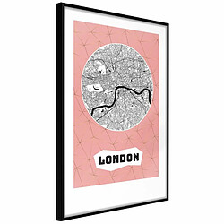 Paris Prix Affiche Murale Encadrée City map London Pink 20 x 30 cm Noir