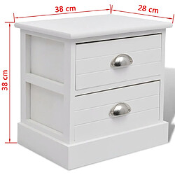 Helloshop26 Table de nuit chevet commode armoire meuble chambre 2 pcs blanc 1402097 pas cher