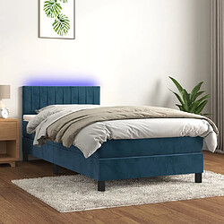 vidaXL Sommier à lattes de lit et matelas et LED Bleu foncé 80x200cm