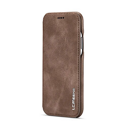 Wewoo Coque Pour iPhone X / XS Hon Ancient Series Etui en cuir avec fentes cartes & support & portefeuille café