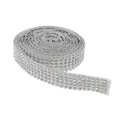 1 Rouleau De 5 Rangées De Diamants En Strass Avec Ruban De Maille De Bricolage DIY Craft Silver AB pas cher