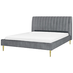 Beliani Lit double en velours gris 180 x 200 cm MARVILLE