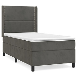 vidaXL Sommier à lattes de lit avec matelas Gris foncé 100x200 cm