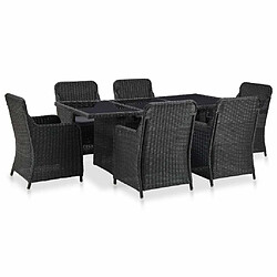 Ensemble salle à manger de jardin 7 pcs,Table et chaise à dîner d'extérieur Résine tressée Noir -MN44025