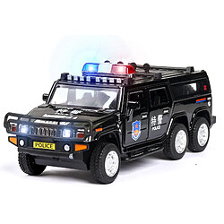 Universal 1: 32 High Simulated Hummer Extended Police Car Model Moulding Toy Car et Sound-Light Alloy Toy Car(Le noir)