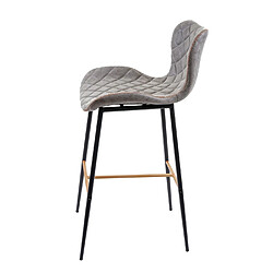 Avis Mendler 2x tabouret de bar HWC-E55, chaise de bar/comptoir, vintage, haubans dorés ~ similicuir, aspect daim, gris