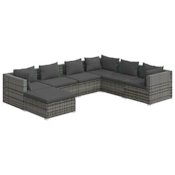 vidaXL Salon de jardin 7 pcs avec coussins Résine tressée Gris