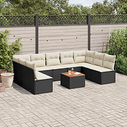 Maison Chic Salon de jardin 10 pcs avec coussins | Ensemble de Table et chaises | Mobilier d'Extérieur noir résine tressée -GKD52281