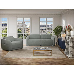 Vente-Unique Canapé 3 places et fauteuil relax électrique en tissu chiné gris OZARTO