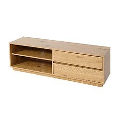 Avis Decoshop26 Meuble TV avec 2 tiroirs et 2 compartiments de rangement 42x140x40 cm MDF aspect chêne 04_0007850