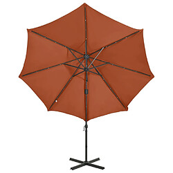 Maison Chic Parasol Jardin | Parasol déporté avec mat et lumières LED Terre cuite 300 cm - GKD52662 pas cher