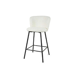 Lisa Design Tenor - lot de 4 tabourets de bar - en tissu bouclette blanc