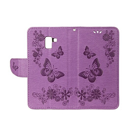 Wewoo Housse Étui Violet pour Samsung Galaxy A8 + 2018 Vintage en relief Floral papillon motif horizontal Flip en cuir avec fente carte et titulaire portefeuille lanière pas cher