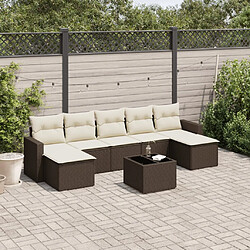 vidaXL Salon de jardin 8 pcs avec coussins marron résine tressée