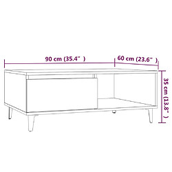 vidaXL Table basse chêne marron 90x60x35 cm bois d'ingénierie pas cher