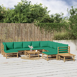 Maison Chic Salon de jardin 12pcs + coussins - Mobilier/Meubles de jardin - Table et chaises d'extérieur vert bambou -MN23430