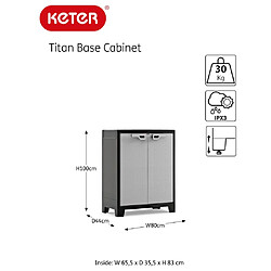 Keter Armoire de rangement basse Titan Noir et gris 100 cm pas cher