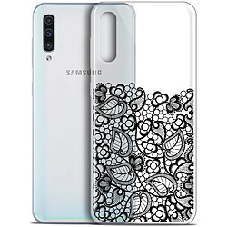 Caseink Coque Pour Samsung Galaxy A50 (6.4 ) [Gel HD Collection Spring Design Bas dentelle Noir - Souple - Ultra Fin - Imprimé en France]