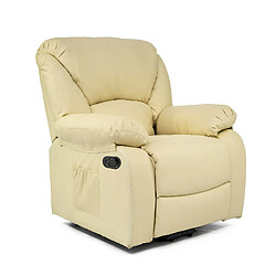 Eco-De ECODE® Relax Fauteuil de Massage Monaco, 10 Vibro-moteurs, Inclinable 160º, Fonction Chaleur, Programmes Automatiques, A++ Beige 