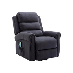 Vente-Unique Fauteuil massant en tissu avec releveur électrique - Gris anthracite - LOVARI