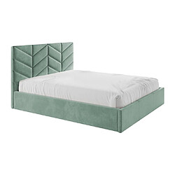 Acheter Vente-Unique Lit coffre 160 x 200 cm - Tissu texturé - Vert amande + Matelas - JUSTANI