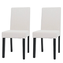 Decoshop26 Lot de 2 chaises de salle à manger dossier haut en tissu velours côtelé crème pieds en bois foncés 04_0007326