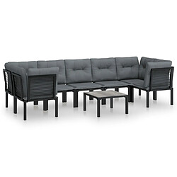 vidaXL Salon de jardin 8 pcs noir et gris résine tressée