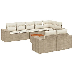 Maison Chic Salon de jardin avec coussins 9 pcs, Ensemble Tables et chaises de jardin, beige résine tressée -GKD316001