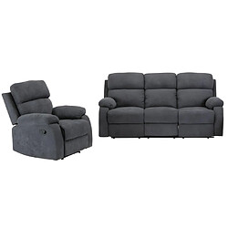 Vente-Unique Canapé 3 places et un fauteuil relax en tissu TOLZANO - Anthracite