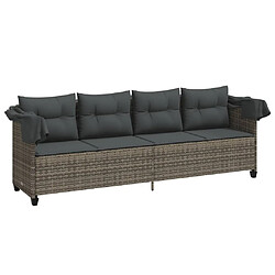 Acheter Maison Chic Chaise longue avec auvent et coussins | Bain de soleil Relax | Transat gris résine tressée -GKD27933