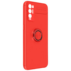 Avizar Coque Oppo Find X3 Neo Bague Support Métallique Silicone Gel Rouge