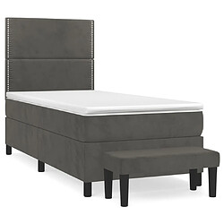 Maison Chic Lit Adulte - Lit simple Lit à sommier tapissier et matelas moelleux - Meuble de Chambre - Gris foncé 90x200 cm Velours -MN42976