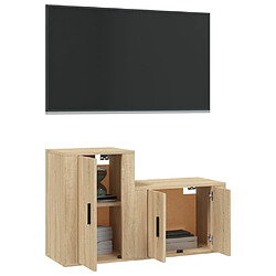 Avis Maison Chic Ensemble de meubles TV 2 pcs pour salon - chêne sonoma bois d'ingénierie -MN31027