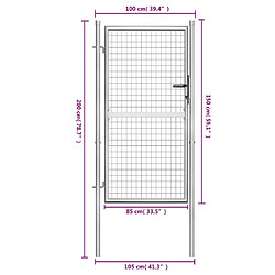 Acheter vidaXL Porte de jardin Acier galvanisé 105x200 cm Argenté