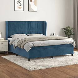 Maison Chic Lit Adulte - Lit simple Lit à sommier tapissier et matelas moelleux - Meuble de Chambre - Bleu foncé 180x200cm Velours -MN11794